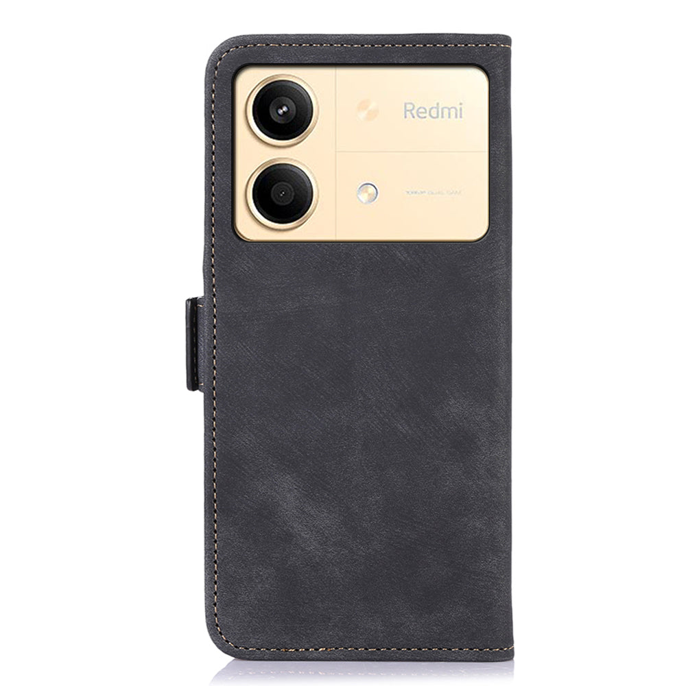 ABEEL For Xiaomi Redmi Note 13R Pro 5G Cell Phone Case Side Magnetic Clasp PU Leather Cover - Black