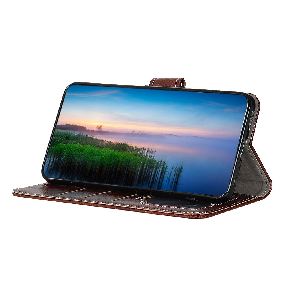 For Xiaomi Redmi Note 13R Pro 5G Magnetic Case Crazy Horse Texture Vintage Stand Cover - Brown