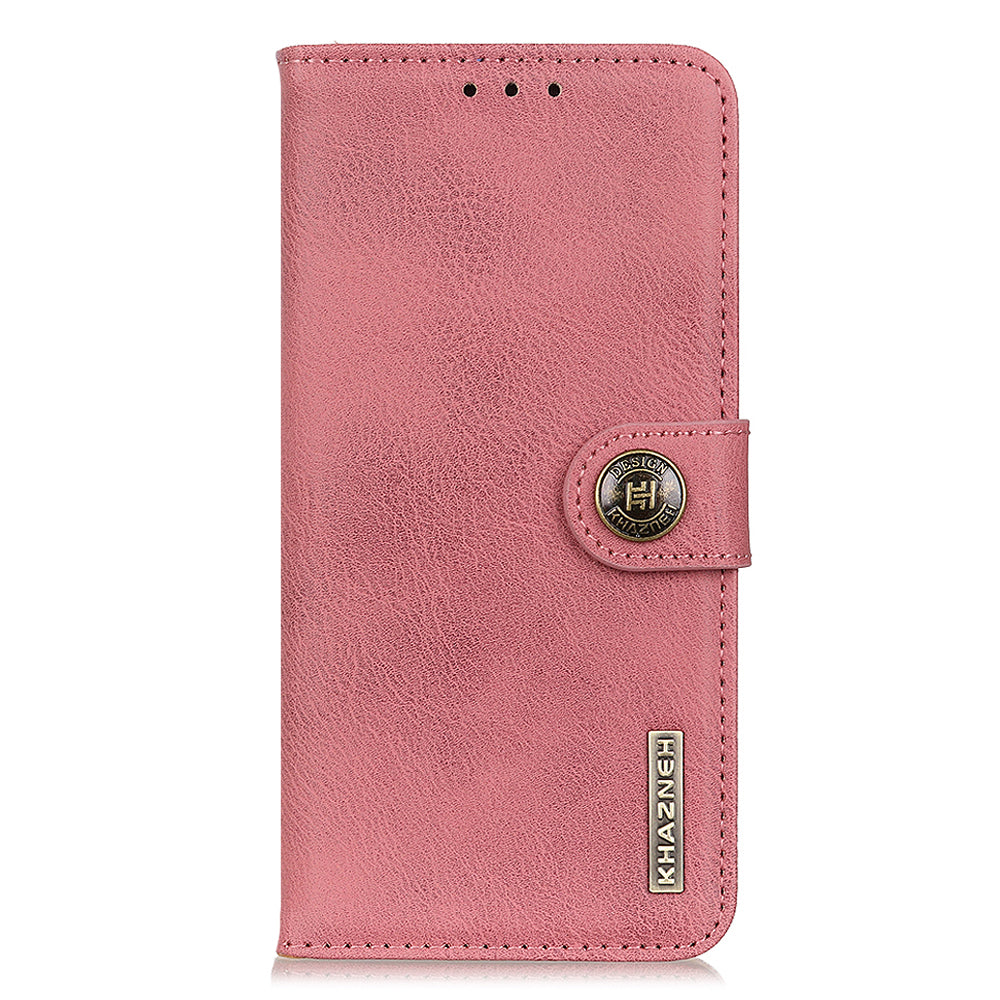 KHAZNEH For Xiaomi Redmi Note 13R Pro 5G Phone Case Cowhide Texture PU Leather Cover - Pink
