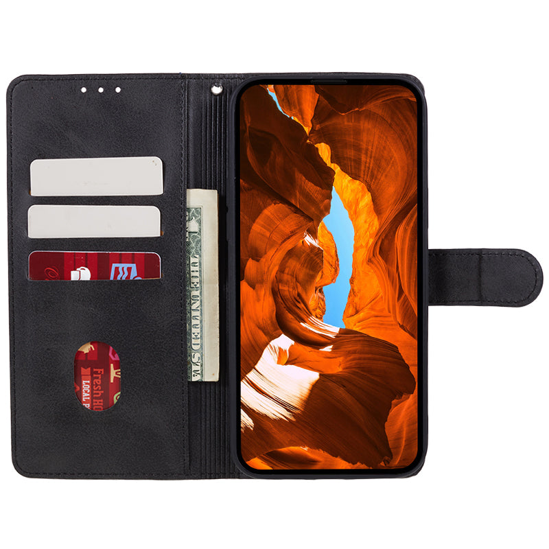 For Xiaomi Redmi Note 13 5G Shockproof Phone Case Magnetic PU Leather Wallet Stand Phone Shell - Black
