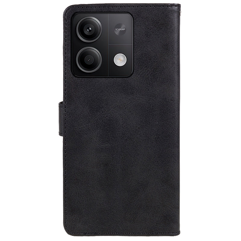 For Xiaomi Redmi Note 13 5G Shockproof Phone Case Magnetic PU Leather Wallet Stand Phone Shell - Black