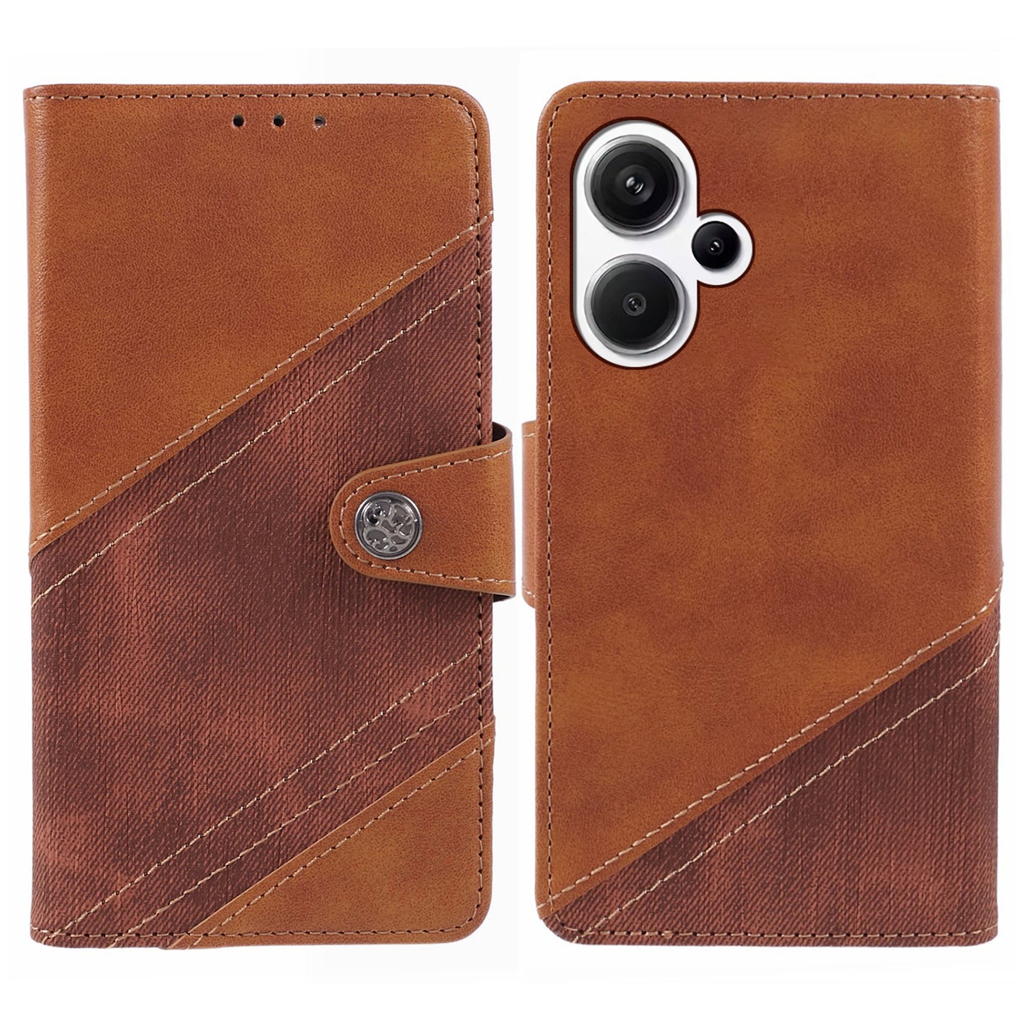 For Xiaomi Redmi Note 13 Pro+ 5G Case Crazy Horse Texture PU Leather Phone Protective Cover - Brown