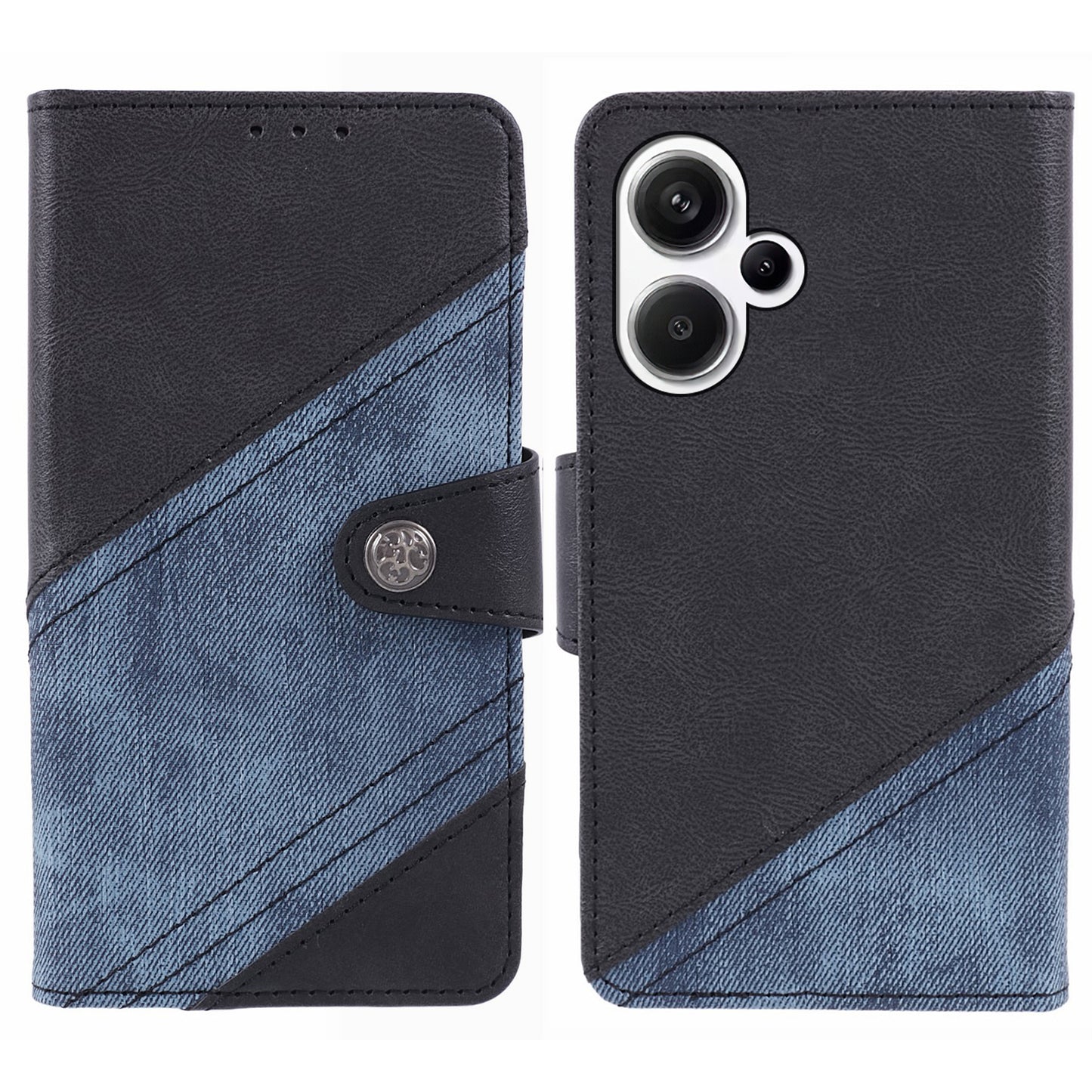 For Xiaomi Redmi Note 13 Pro+ 5G Case Crazy Horse Texture PU Leather Phone Protective Cover - Black