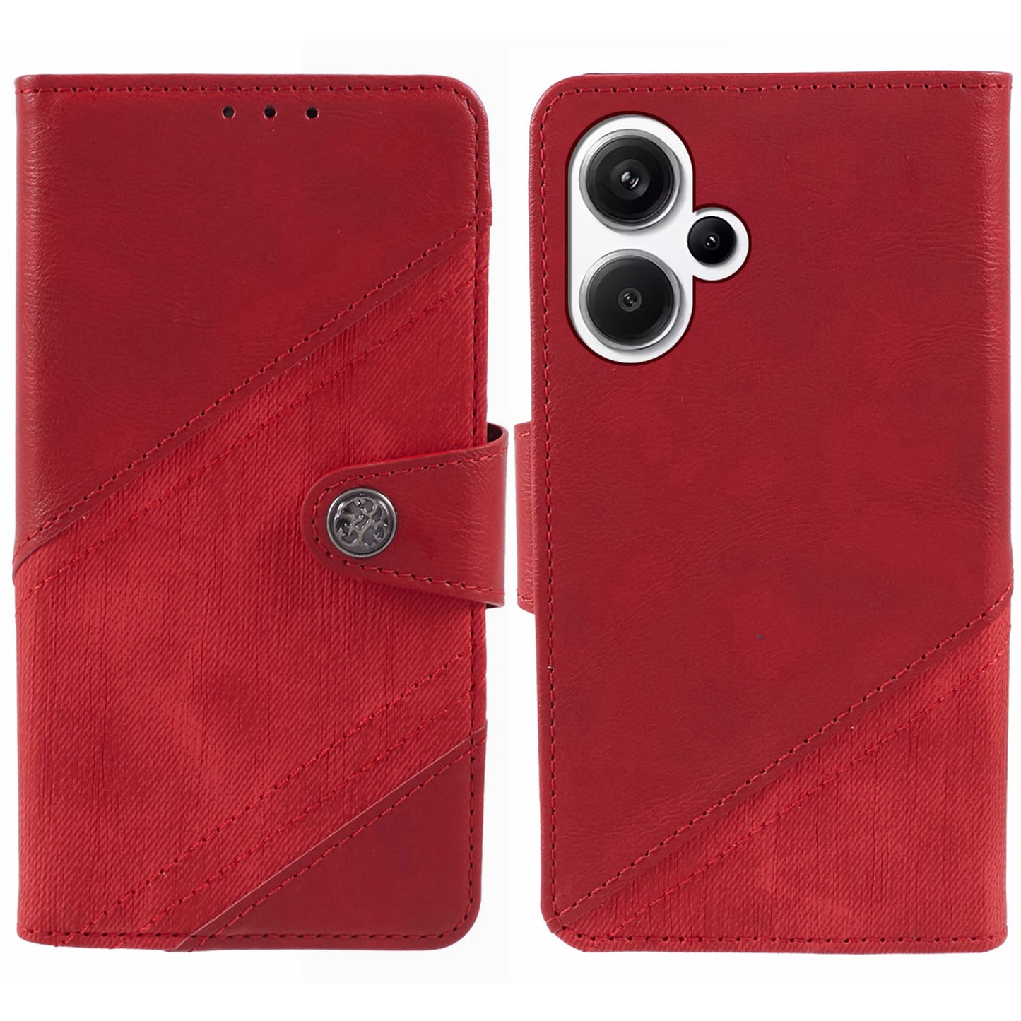 For Xiaomi Redmi Note 13 Pro+ 5G Case Crazy Horse Texture PU Leather Phone Protective Cover - Red