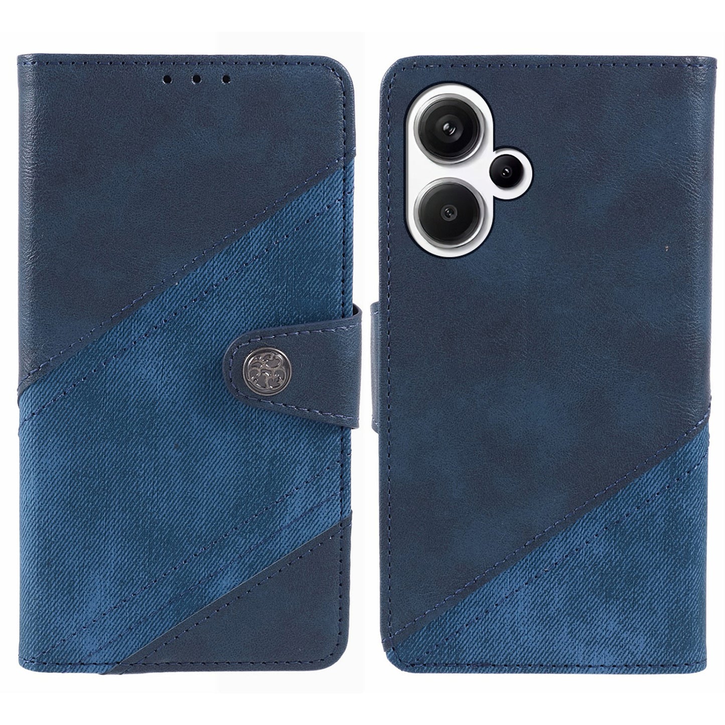 For Xiaomi Redmi Note 13 Pro+ 5G Case Crazy Horse Texture PU Leather Phone Protective Cover - Dark Blue