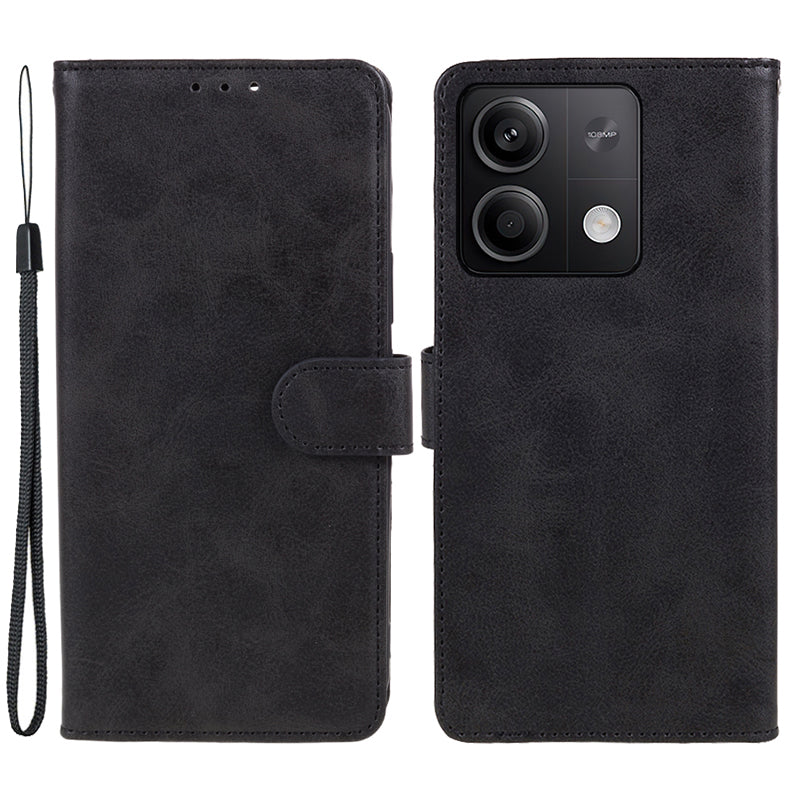 For Xiaomi Redmi Note 13 Pro 5G / Poco X6 5G Case PU Leather Wallet Stand Magnetic Clasp Phone Cover - Black
