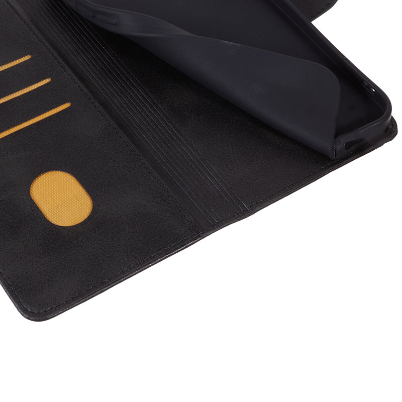 For Xiaomi Redmi Note 13 Pro 5G / Poco X6 5G Case PU Leather Wallet Stand Magnetic Clasp Phone Cover - Black