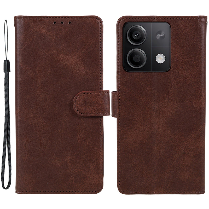For Xiaomi Redmi Note 13 Pro 5G / Poco X6 5G Case PU Leather Wallet Stand Magnetic Clasp Phone Cover - Brown