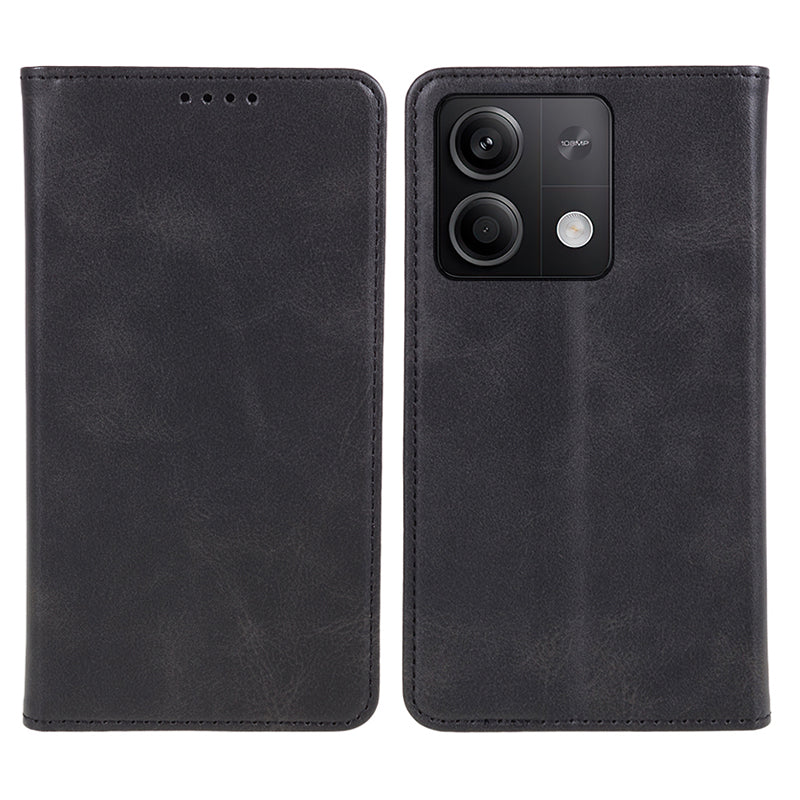 Phone Case for Xiaomi Redmi Note 13 5G Shockproof PU Leather Wallet Phone Stand Cover - Black