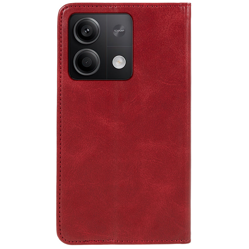 Phone Case for Xiaomi Redmi Note 13 5G Shockproof PU Leather Wallet Phone Stand Cover - Red