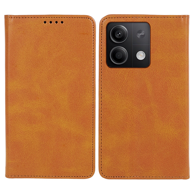 Phone Case for Xiaomi Redmi Note 13 5G Shockproof PU Leather Wallet Phone Stand Cover - Khaki