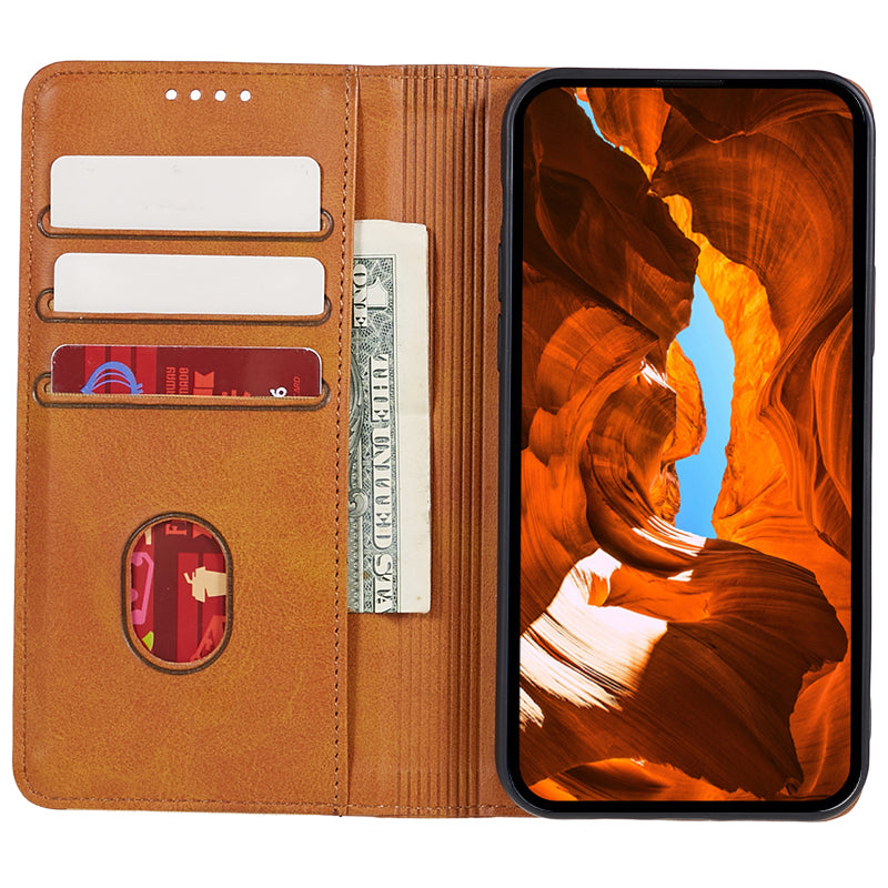 Phone Case for Xiaomi Redmi Note 13 5G Shockproof PU Leather Wallet Phone Stand Cover - Khaki
