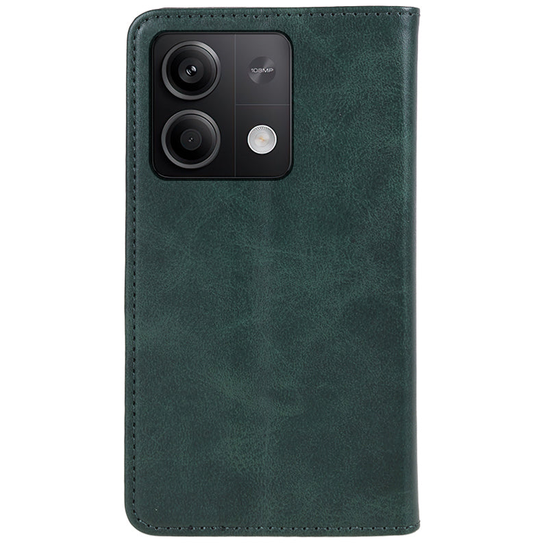 Phone Case for Xiaomi Redmi Note 13 5G Shockproof PU Leather Wallet Phone Stand Cover - Green