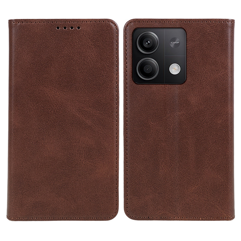 Phone Case for Xiaomi Redmi Note 13 5G Shockproof PU Leather Wallet Phone Stand Cover - Brown