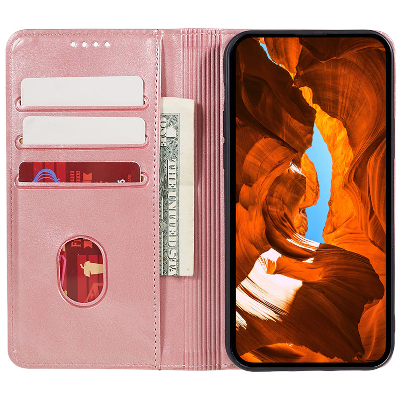 For Xiaomi Redmi Note 13 Pro 5G / Poco X6 5G Case Cell Phone Stand Cover Shockproof PU Leather Wallet - Rose Gold