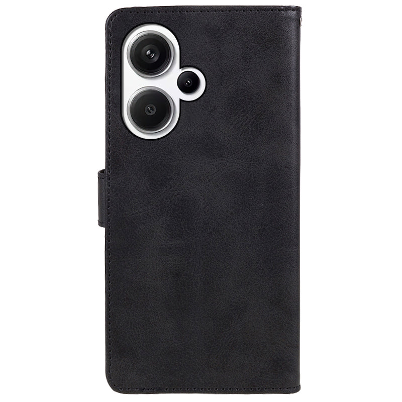 For Xiaomi Redmi Note 13 Pro+ 5G Mobile Phone Case PU Leather Wallet Stand Slim-Fit Phone Cover - Black