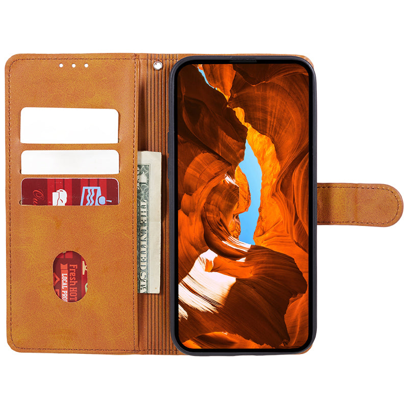 For Xiaomi Redmi Note 13 Pro+ 5G Mobile Phone Case PU Leather Wallet Stand Slim-Fit Phone Cover - Khaki