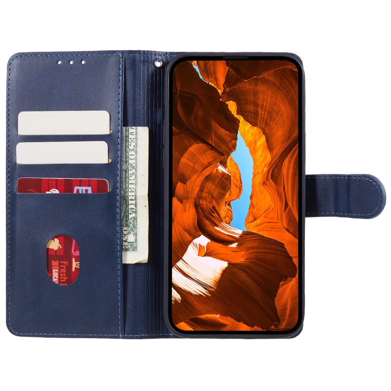 For Xiaomi Redmi Note 13 Pro+ 5G Mobile Phone Case PU Leather Wallet Stand Slim-Fit Phone Cover - Blue