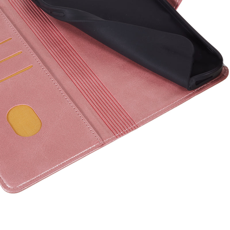 For Xiaomi Redmi Note 13 Pro+ 5G Mobile Phone Case PU Leather Wallet Stand Slim-Fit Phone Cover - Rose Gold