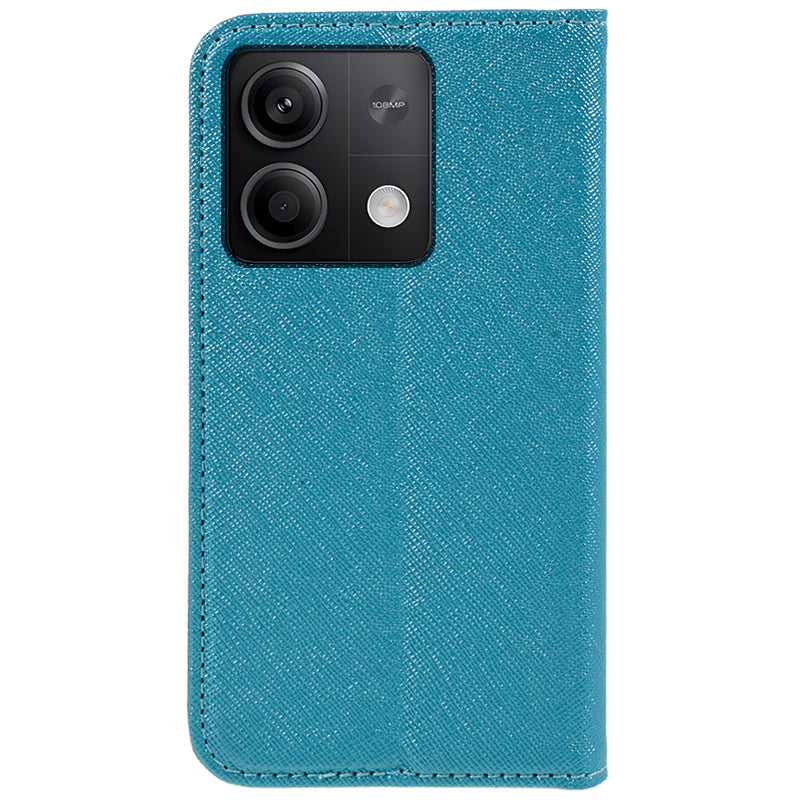 For Xiaomi Redmi Note 13 Pro 5G / Poco X6 5G Case Stand Dustproof Phone Cover Cross Texture PU Leather Shell - Sky Blue