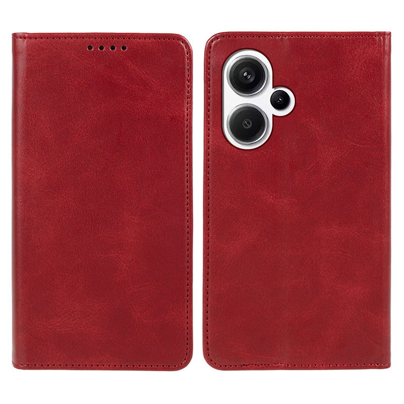 For Xiaomi Redmi Note 13 Pro+ 5G Case Shockproof PU Leather Wallet Cell Phone Cover - Red