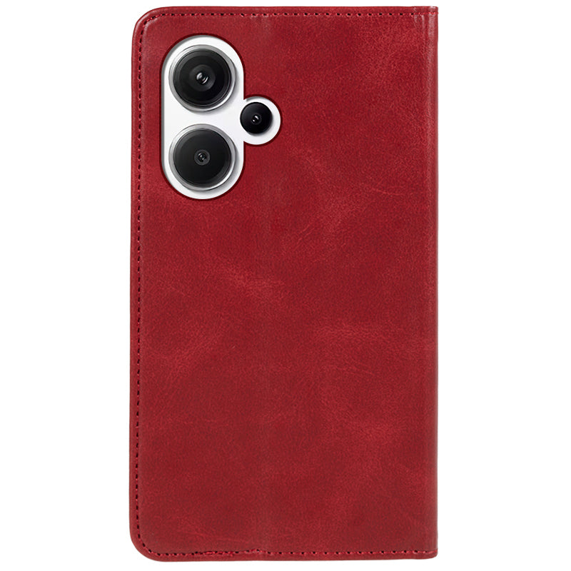 For Xiaomi Redmi Note 13 Pro+ 5G Case Shockproof PU Leather Wallet Cell Phone Cover - Red