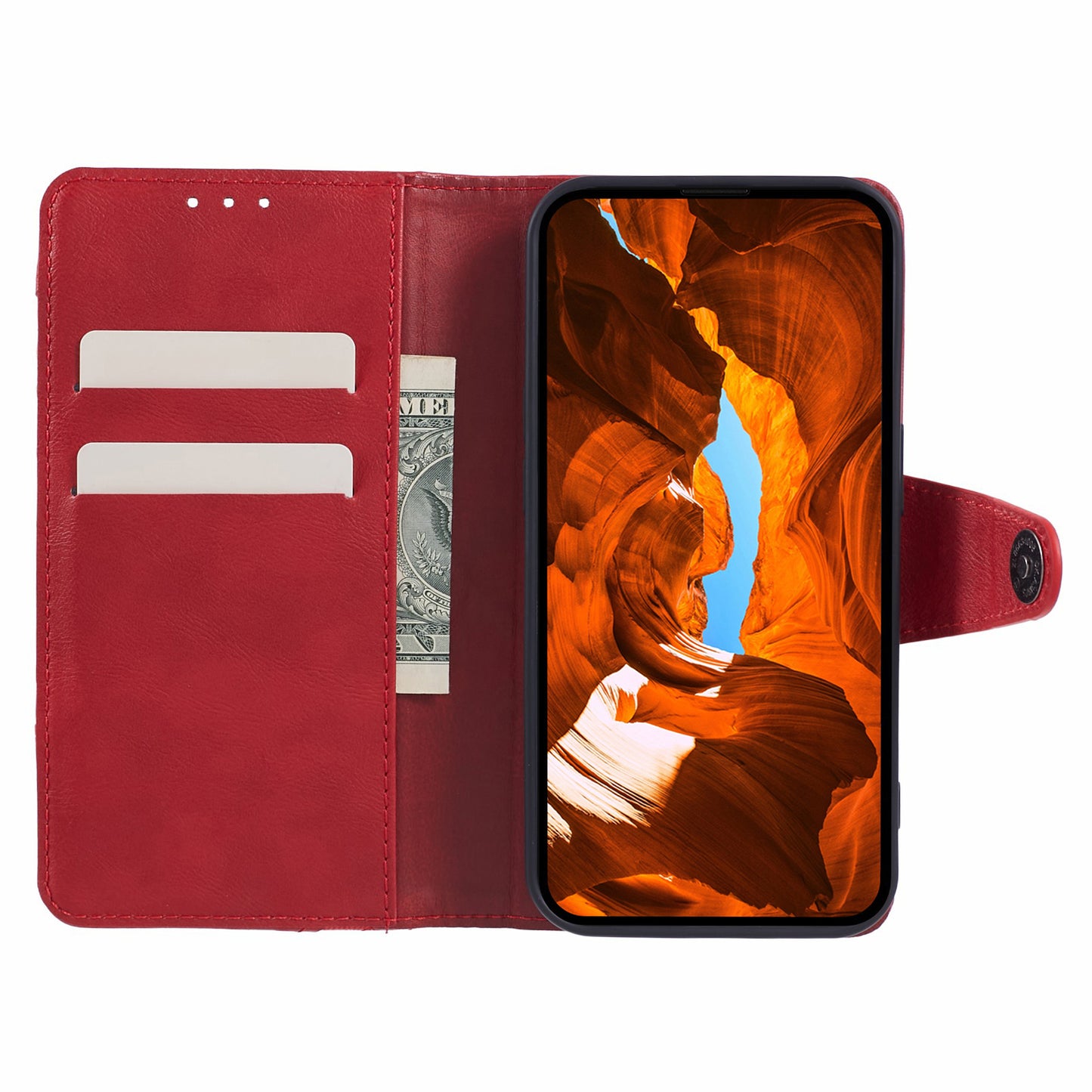 For Xiaomi Redmi Note 13 Pro 5G / Poco X6 5G Case Crazy Horse Texture PU Leather Shell with Wallet - Red