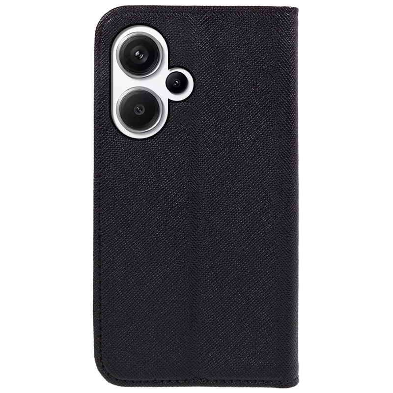 For Xiaomi Redmi Note 13 Pro+ 5G Cell Phone Case Magnetic Closing Leather Wallet Cover - Black