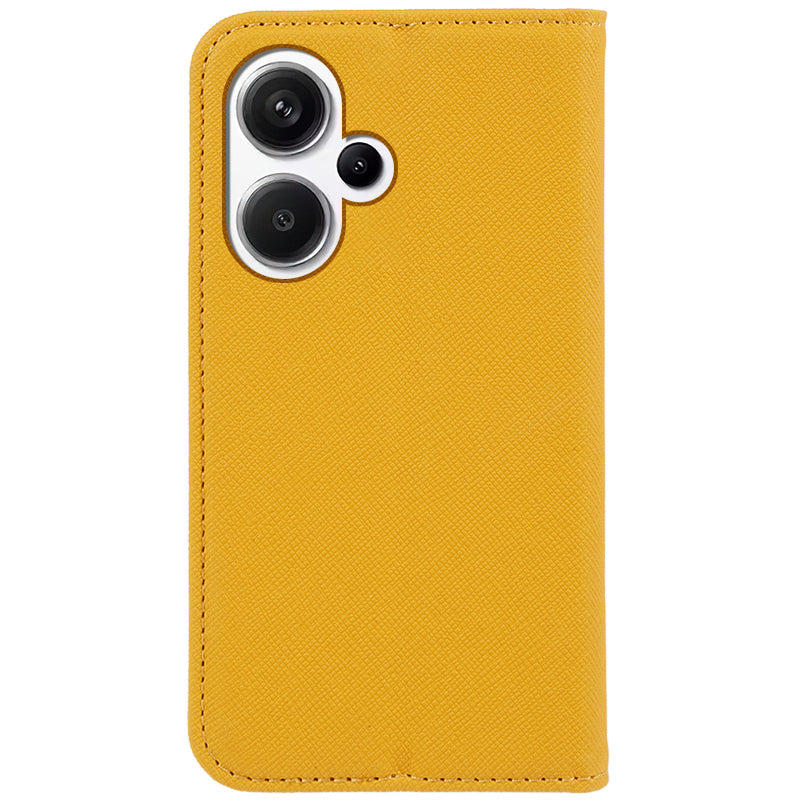 For Xiaomi Redmi Note 13 Pro+ 5G Cell Phone Case Magnetic Closing Leather Wallet Cover - Yellow