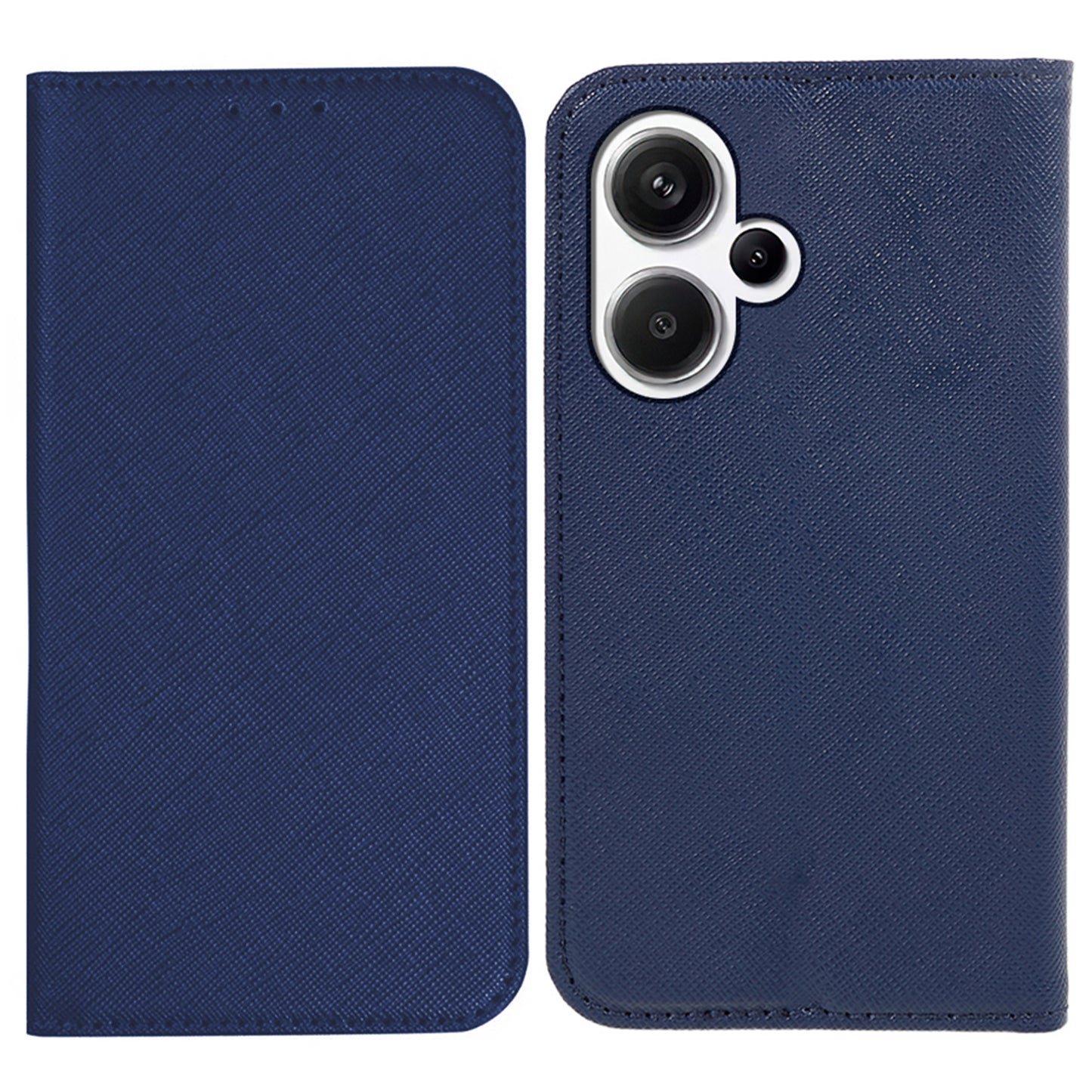 For Xiaomi Redmi Note 13 Pro+ 5G Cell Phone Case Magnetic Closing Leather Wallet Cover - Dark Blue
