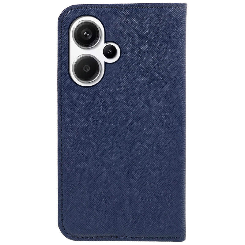 For Xiaomi Redmi Note 13 Pro+ 5G Cell Phone Case Magnetic Closing Leather Wallet Cover - Dark Blue