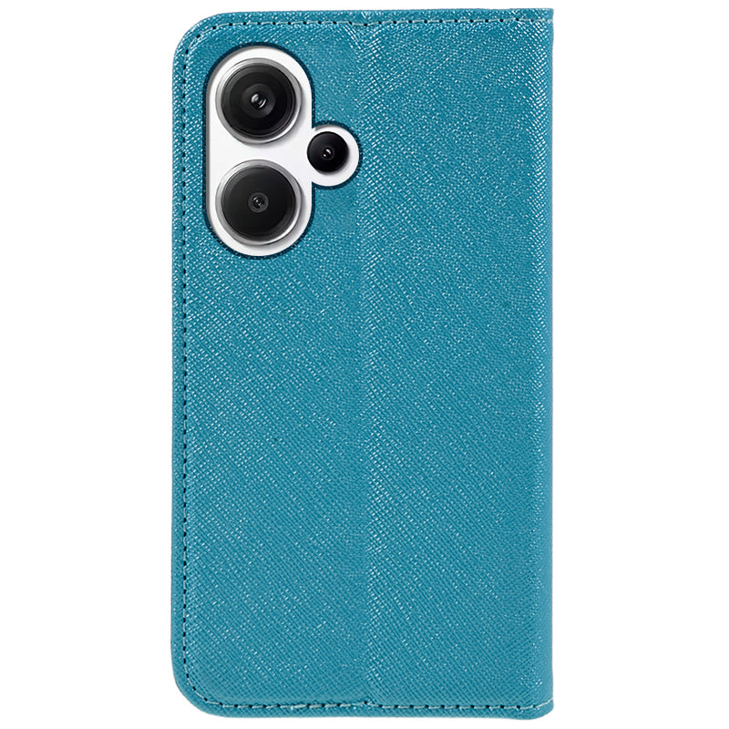 For Xiaomi Redmi Note 13 Pro+ 5G Cell Phone Case Magnetic Closing Leather Wallet Cover - Sky Blue