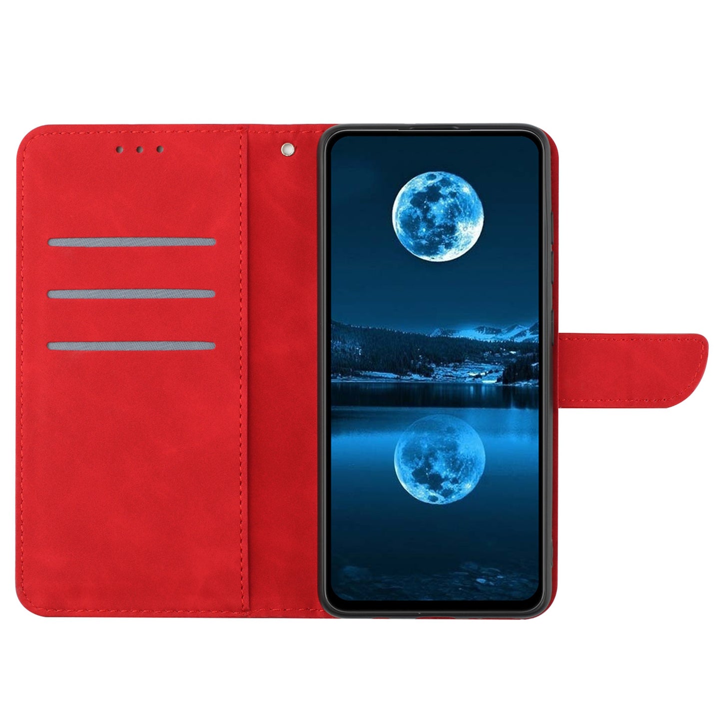 HT05 For Xiaomi Redmi Note 13 4G Magnetic Phone Case Splicing Lines Imprinted Cover - Red