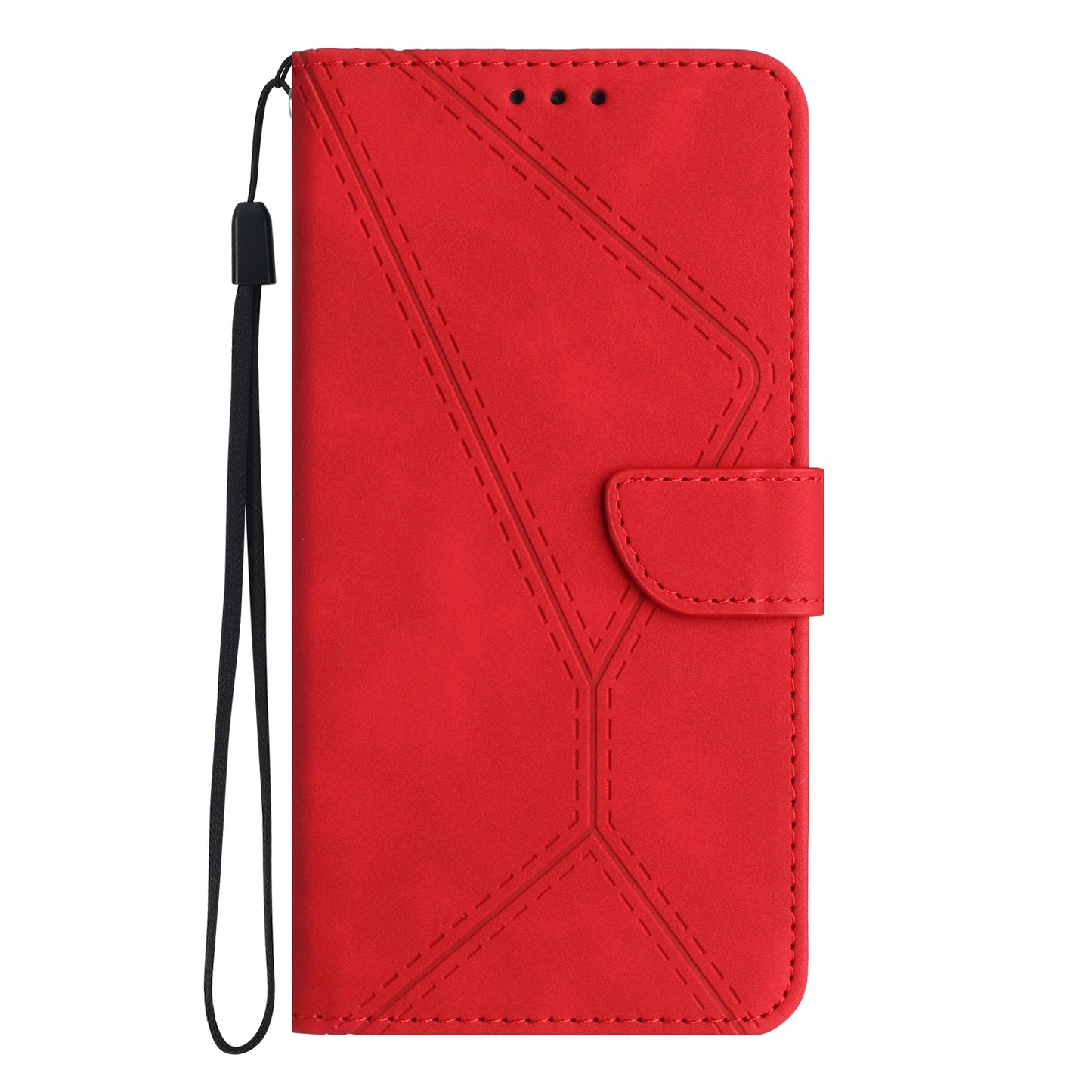 HT05 For Xiaomi Redmi Note 13 4G Magnetic Phone Case Splicing Lines Imprinted Cover - Red