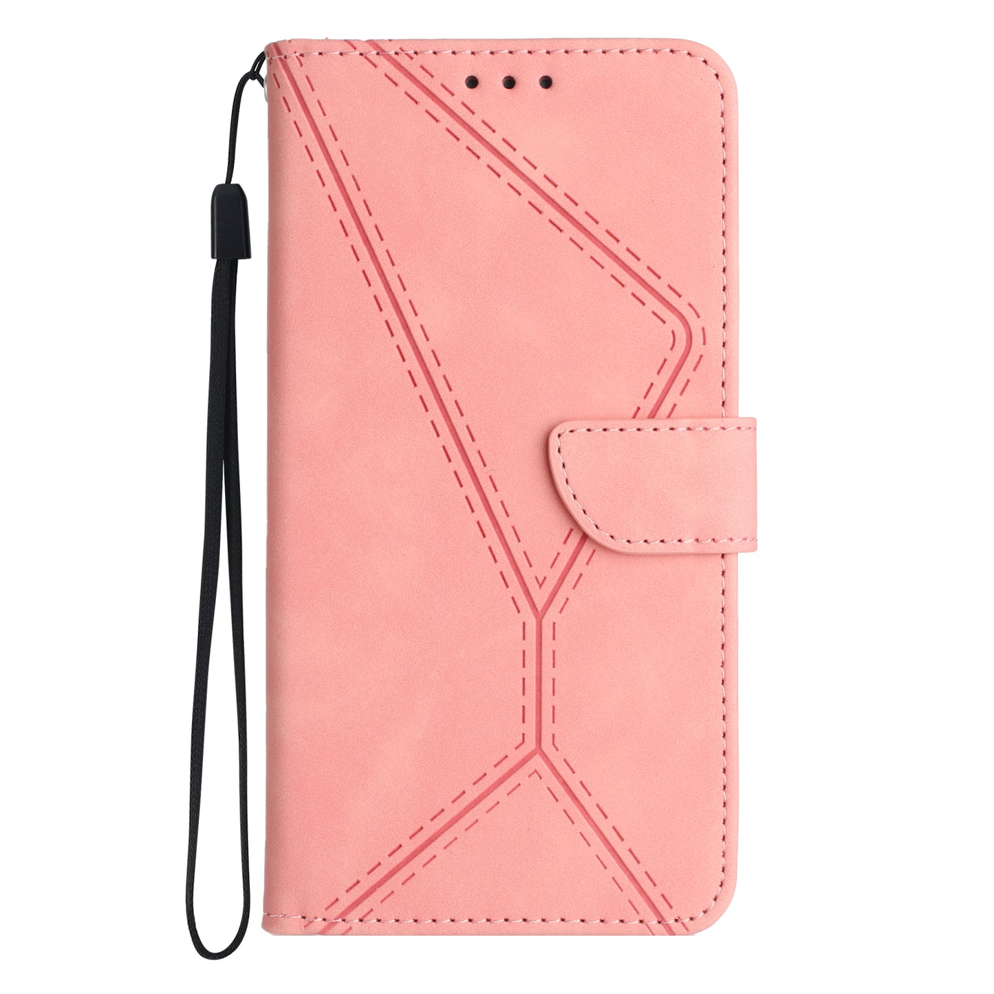 HT05 For Xiaomi Redmi Note 13 4G Magnetic Phone Case Splicing Lines Imprinted Cover - Pink