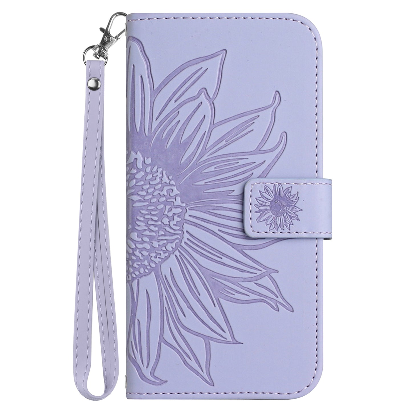 HT04 For Xiaomi Redmi Note 13 4G Leather Wallet Flip Cover Sunflower Pattern Phone Case - Light Purple