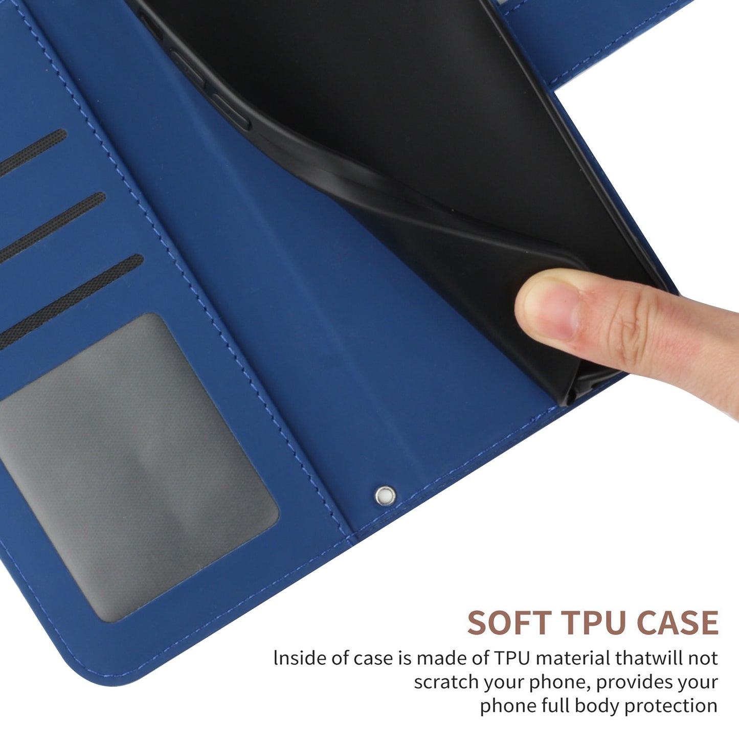HT04 For Xiaomi Redmi Note 13 4G Leather Wallet Flip Cover Sunflower Pattern Phone Case - Sapphire