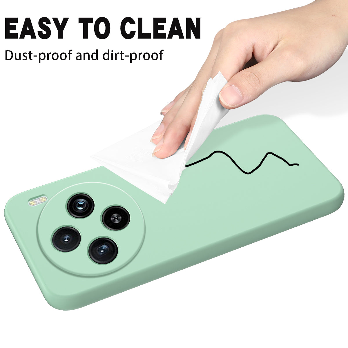 For vivo X100 5G Phone Case Liquid Silicone Protective Cover with Strap - Green