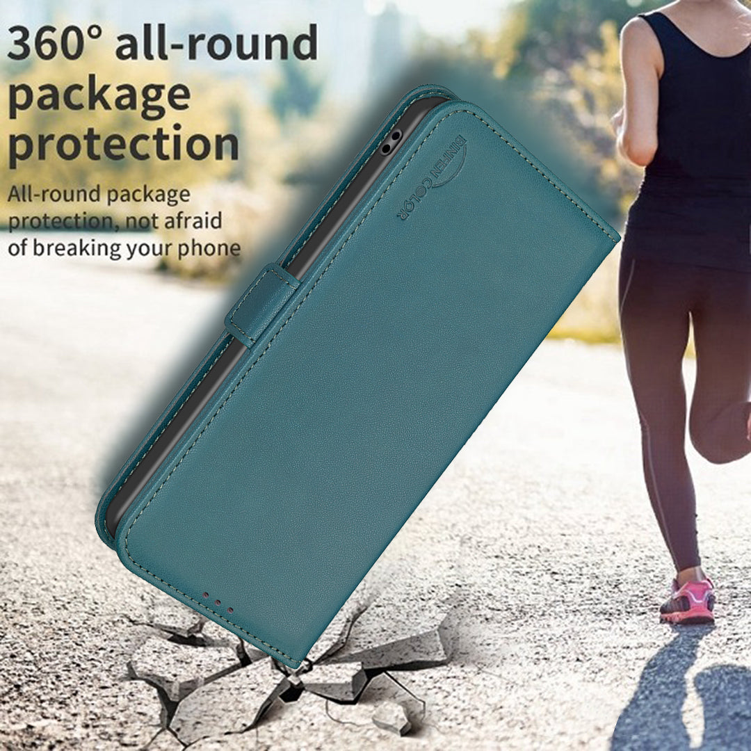 BINFEN COLOR BF31 For Xiaomi Redmi Note 13 4G Phone Case PU Leather Viewing Stand Cover - Green