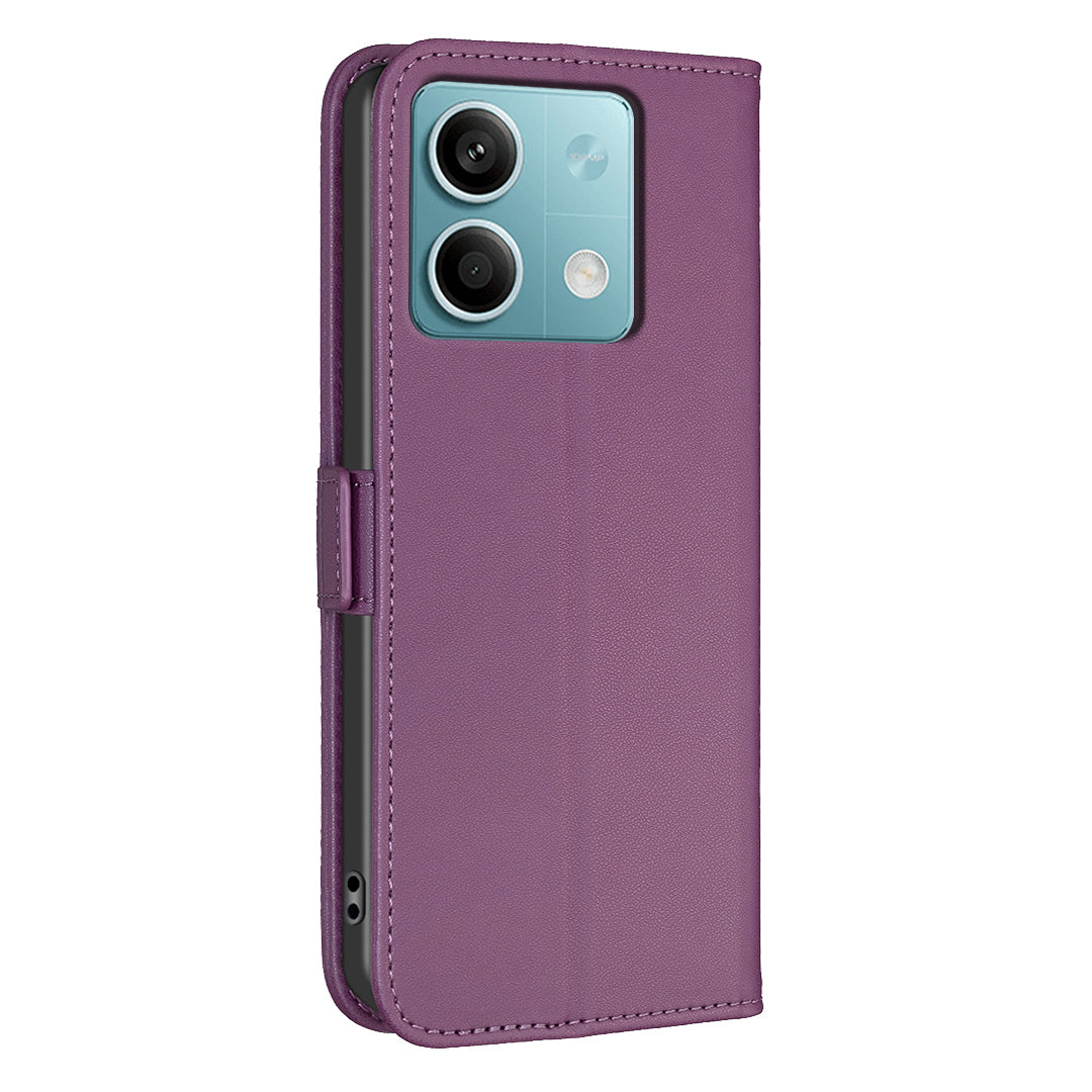 BINFEN COLOR BF31 For Xiaomi Redmi Note 13 4G Phone Case PU Leather Viewing Stand Cover - Dark Purple