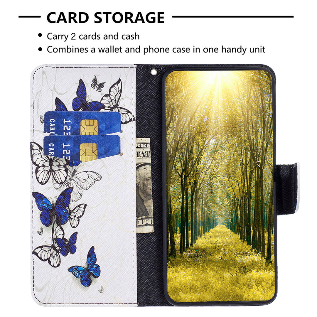 For Xiaomi Redmi Note 13 4G Phone Case Pattern Leather Flip Cover - Butterflies