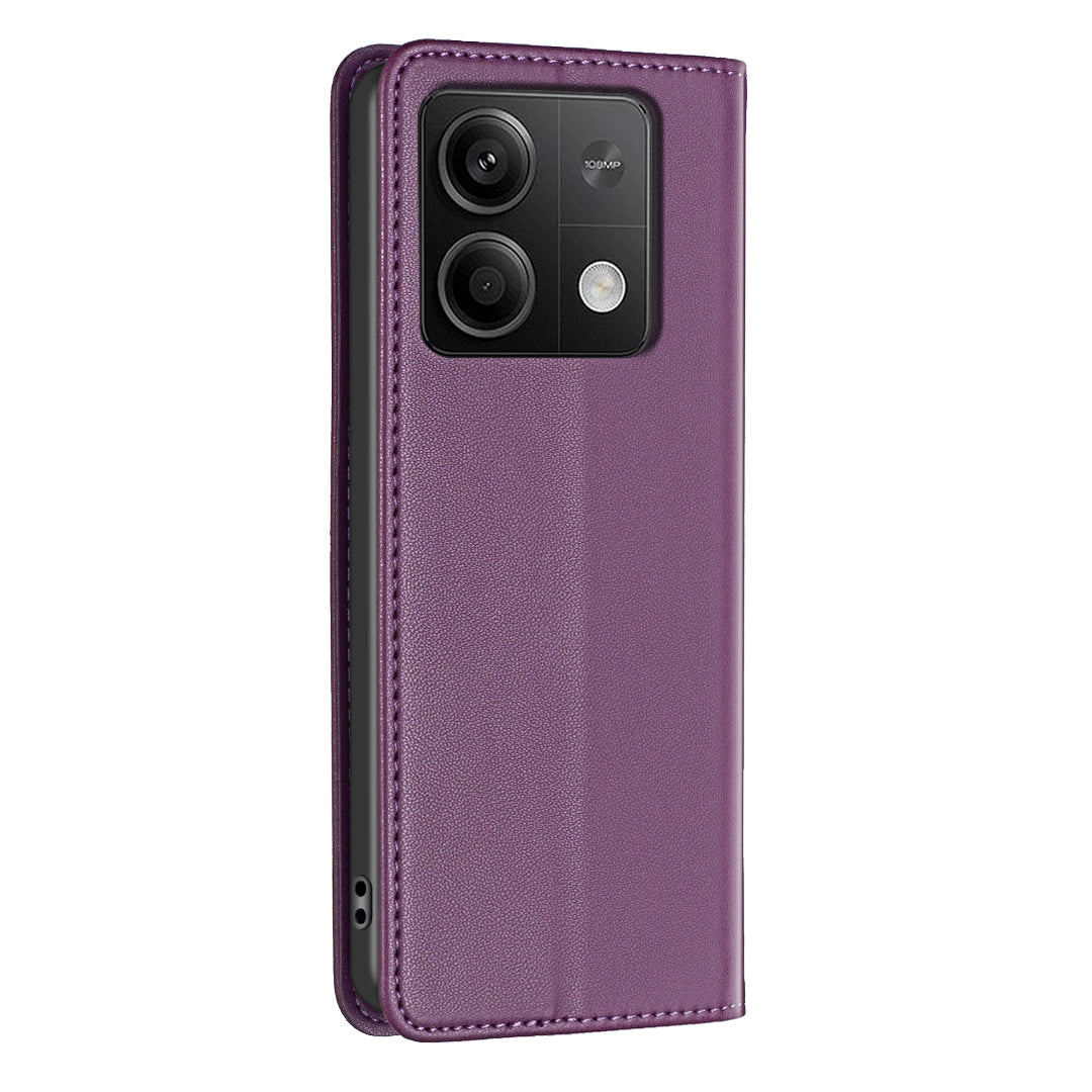 BINFEN COLOR BF18 For Xiaomi Redmi Note 13 4G Phone Case Card Holder Cover Magnetic Absorption - Dark Purple