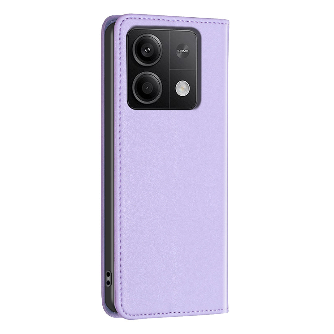 BINFEN COLOR BF18 For Xiaomi Redmi Note 13 4G Phone Case Card Holder Cover Magnetic Absorption - Purple