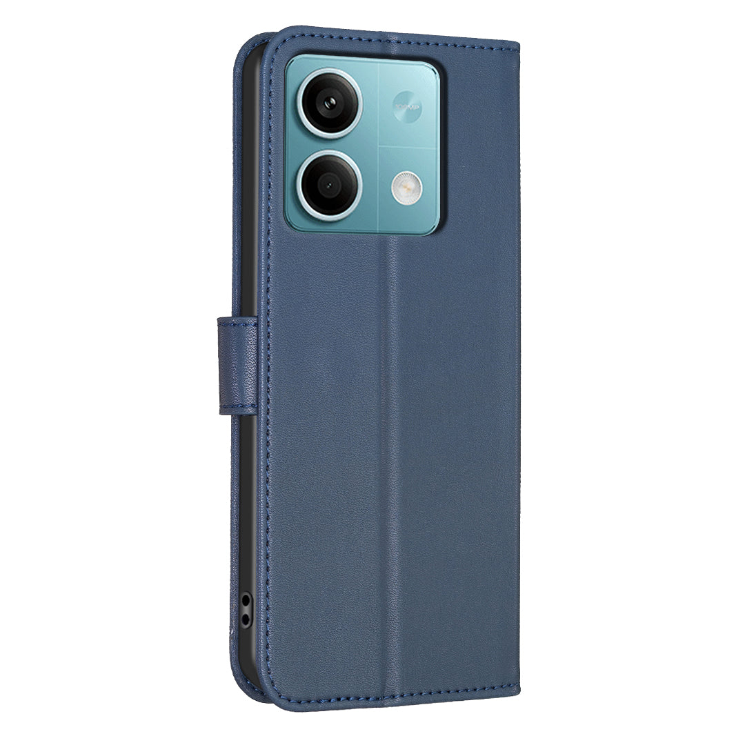 For Xiaomi Redmi Note 13 4G Clover Leather Case Folio Stand View Phone Cover - Blue