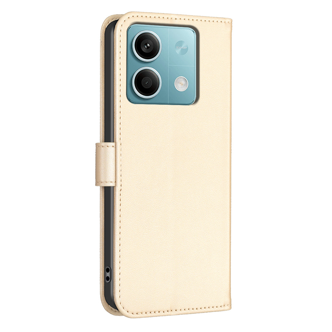For Xiaomi Redmi Note 13 4G Clover Leather Case Folio Stand View Phone Cover - Gold