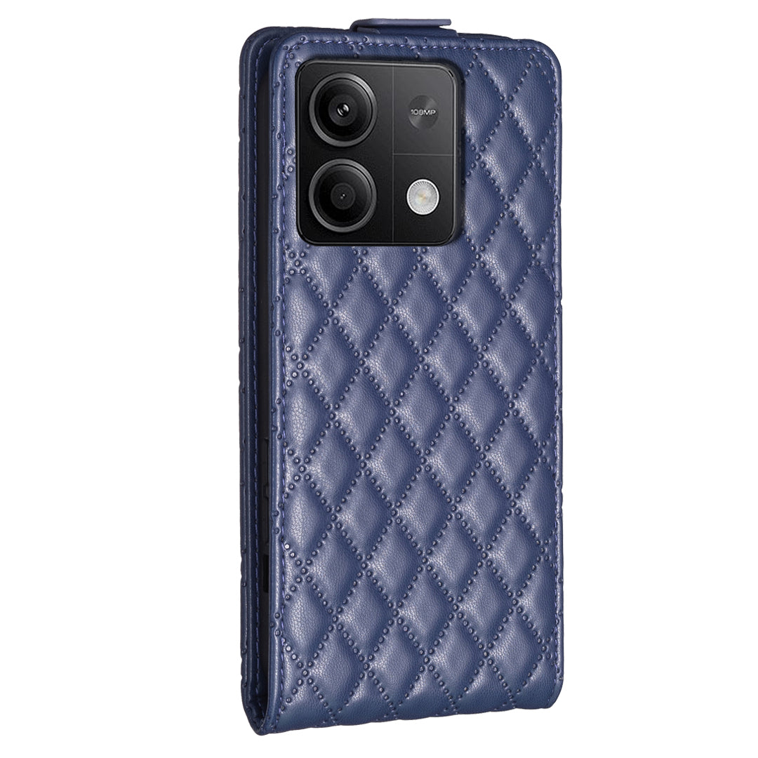 BF30 For Xiaomi Redmi Note 13 4G Vertical Flip Phone Case PU Leather Rhombus Cover - Blue