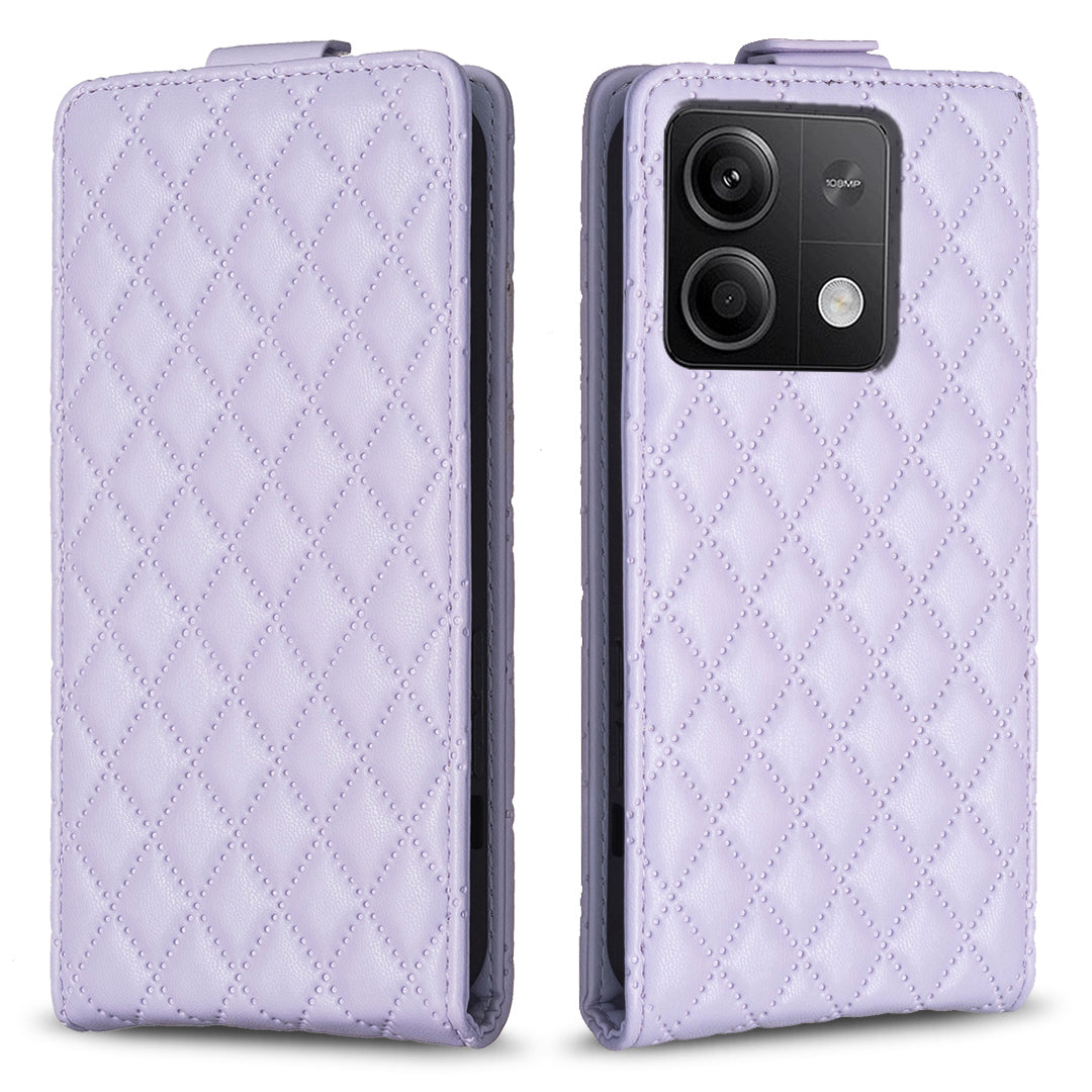 BF30 For Xiaomi Redmi Note 13 4G Vertical Flip Phone Case PU Leather Rhombus Cover - Purple