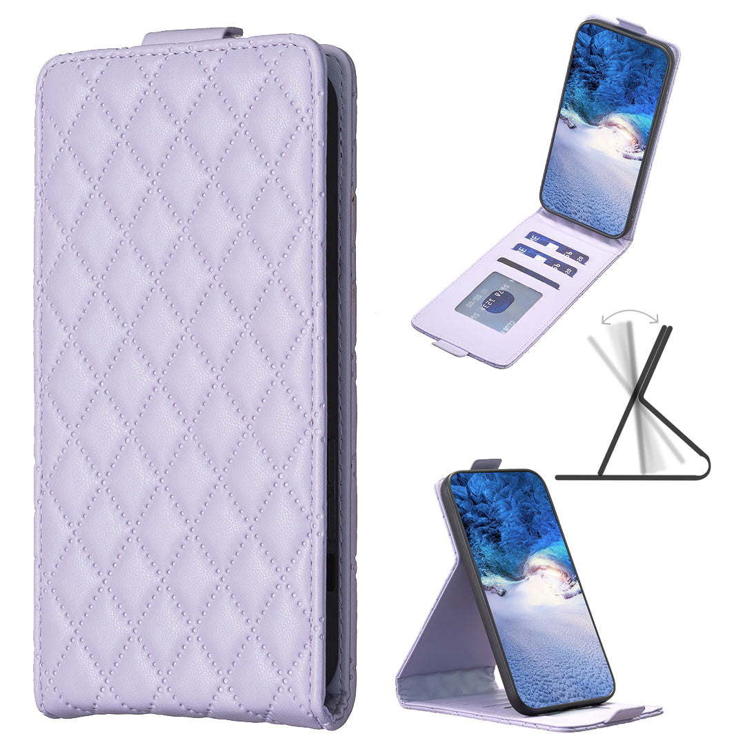 BF30 For Xiaomi Redmi Note 13 4G Vertical Flip Phone Case PU Leather Rhombus Cover - Purple