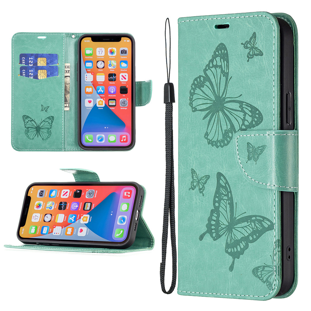 For Xiaomi Redmi Note 13 4G Case Butterfly Imprinted Stand Full Protection Phone Cover - Green