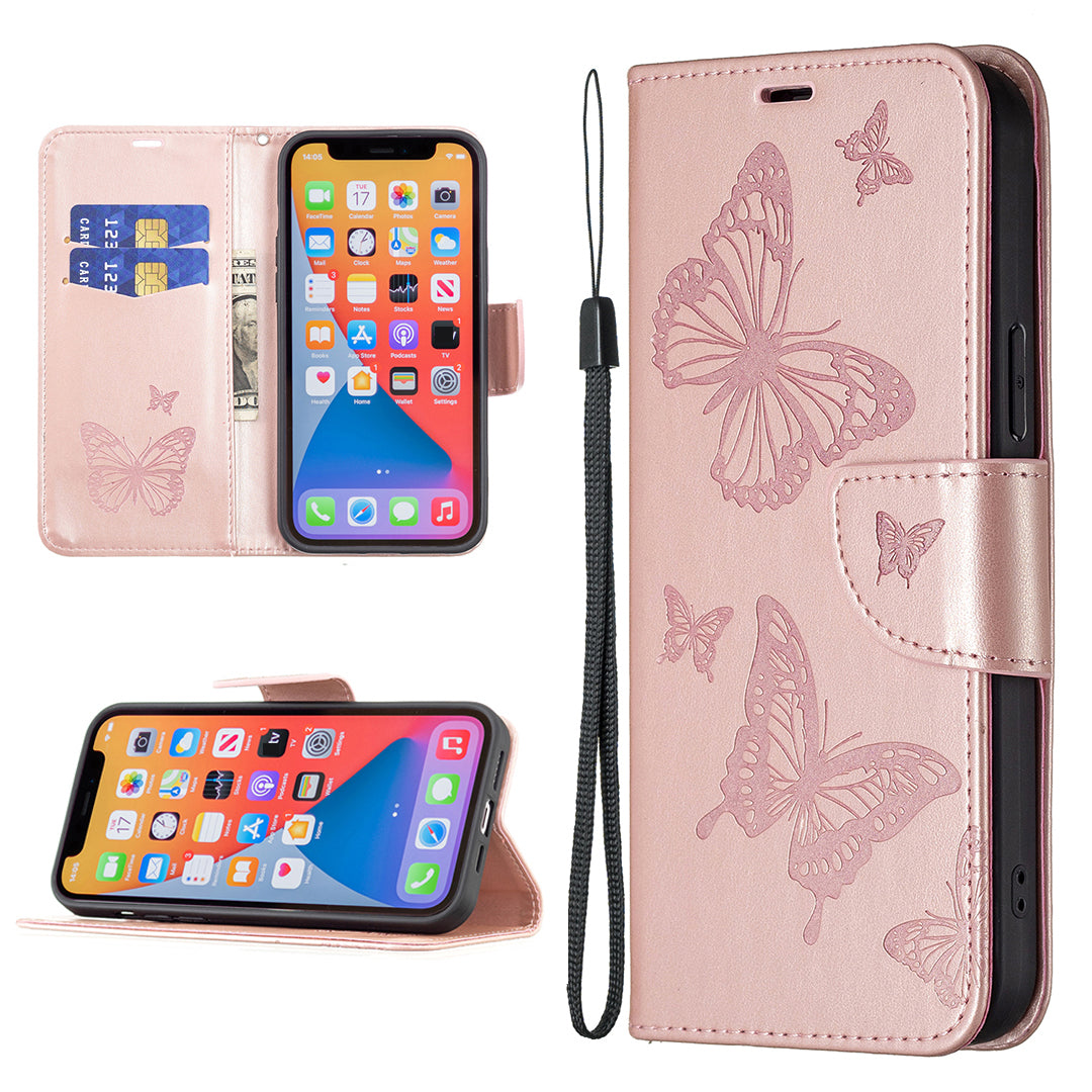 For Xiaomi Redmi Note 13 4G Case Butterfly Imprinted Stand Full Protection Phone Cover - Rose Gold